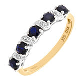0.78ct Prong Set Emerald and Diamond Pave 5 Stone Ring in UK Hallmarked 9ct Yellow Gold